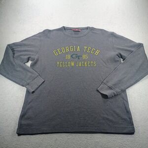 American Classic Mens Georgia Tech Yellow Jackets Gray XL Waffle‎ Knit Thermal